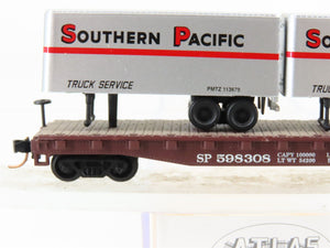N Scale Atlas 37442 SP Southern Pacific Flat Car #598308 w/ 2 24' Trailers