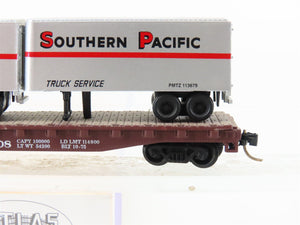 N Scale Atlas 37442 SP Southern Pacific Flat Car #598308 w/ 2 24' Trailers