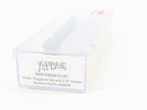 N Scale Atlas 37442 SP Southern Pacific Flat Car #598308 w/ 2 24' Trailers