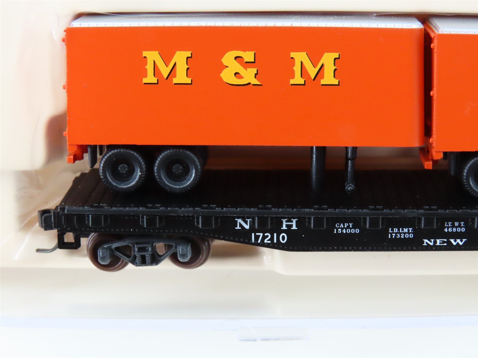 N Scale Atlas 37573 NH New Haven Railroad Flat Car #17210 w/ M&M Trailers