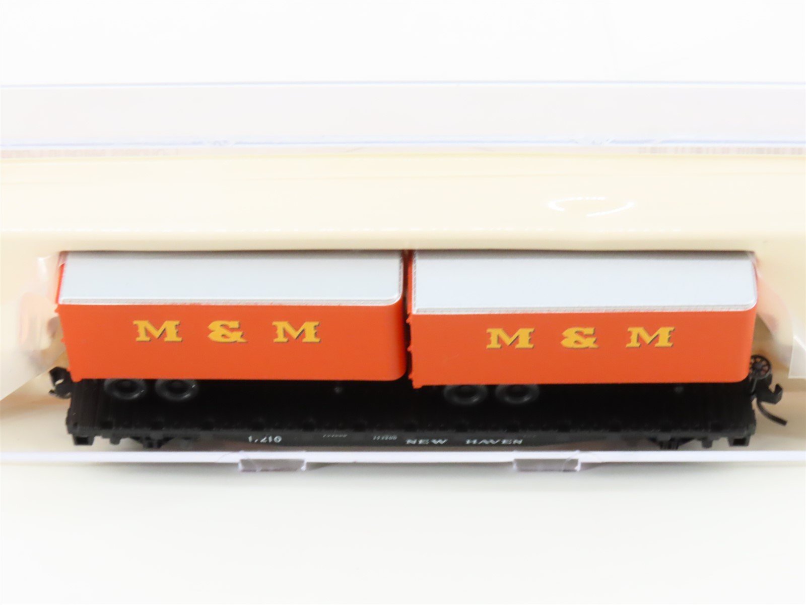 N Scale Atlas 37573 NH New Haven Railroad Flat Car #17210 w/ M&M Trailers
