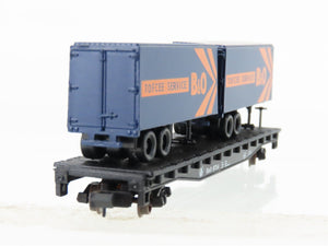 N Scale Atlas B&O Baltimore & Ohio Railroad Flat Car #8714 w/ 2 Trailers