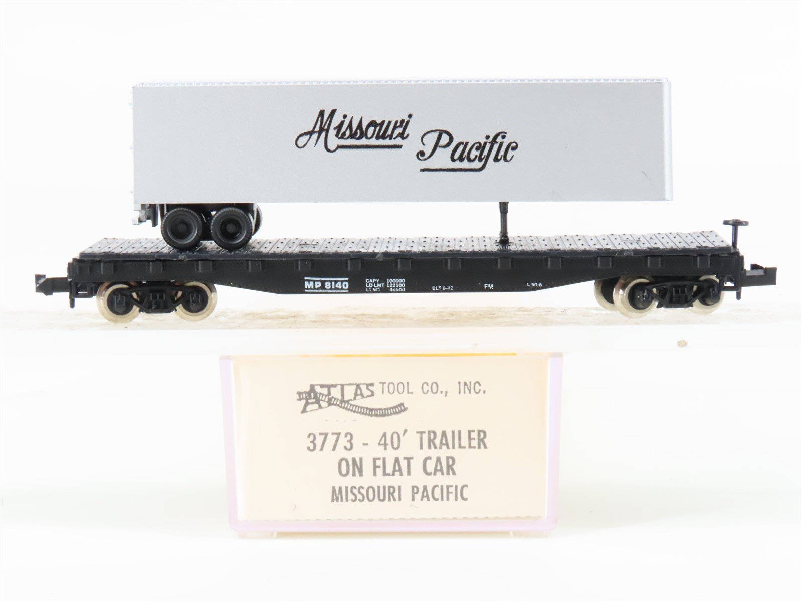 N Scale Atlas 3773 MP Missouri Pacific Railroad Flat Car #8140 w/ 40' Trailer