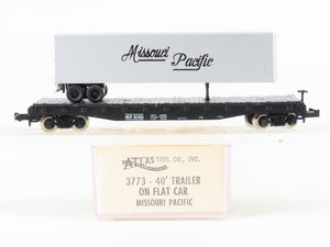 N Scale Atlas 3773 MP Missouri Pacific Railroad Flat Car #8140 w/ 40' Trailer