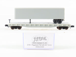 N Scale Atlas 3770 Undecorated Piggyback Flat Car w/ 40' Trailer