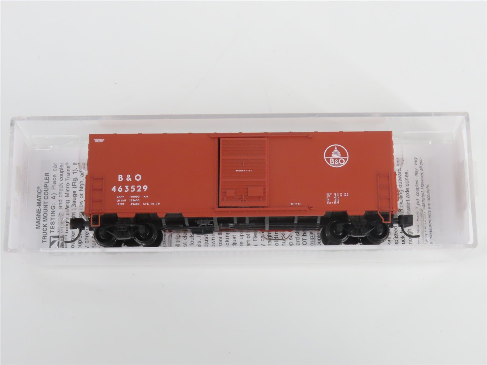 N Scale Micro-Trains MTL 02400530 B&O Baltimore & Ohio 40' Box Car #463529
