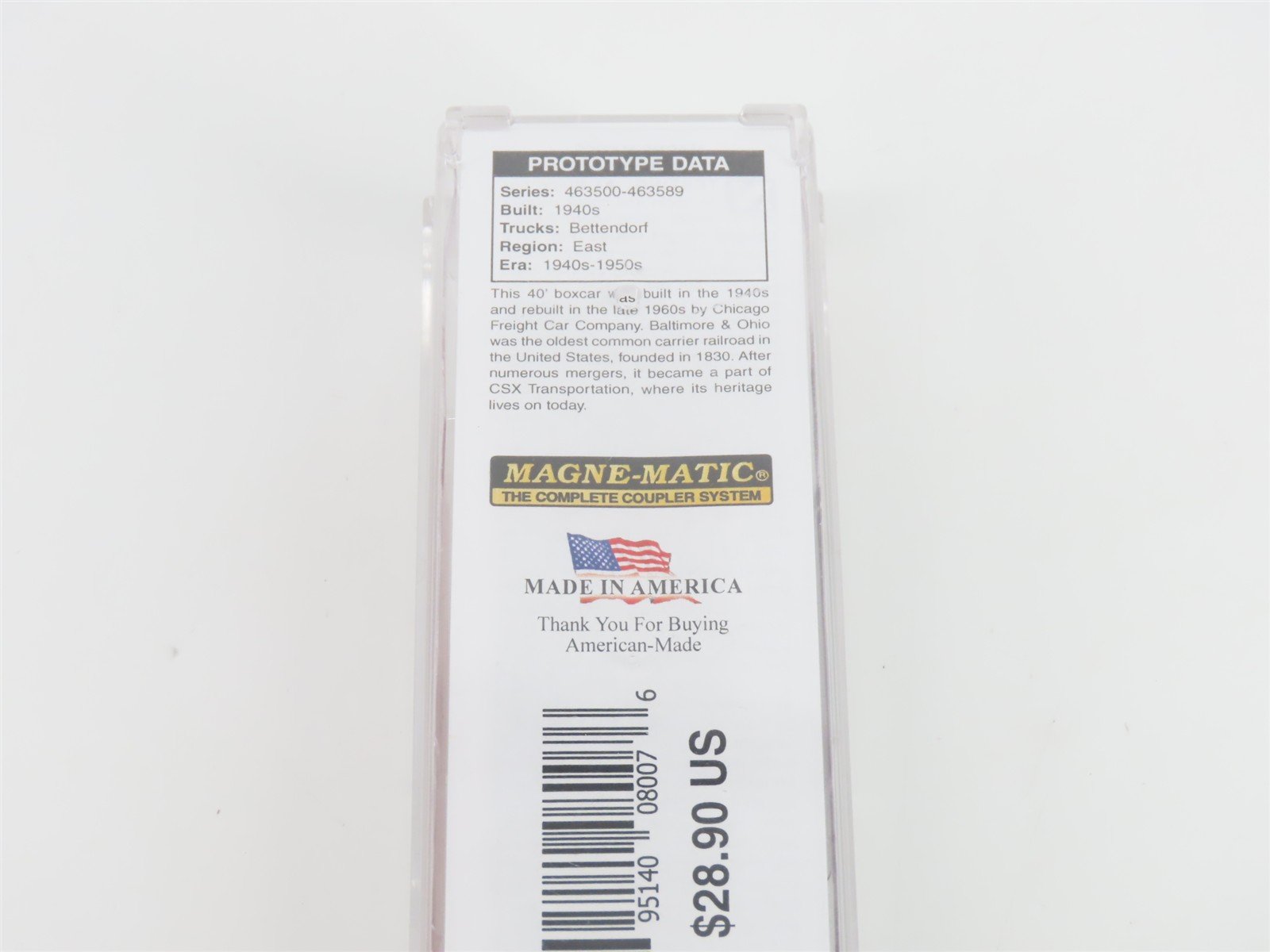 N Scale Micro-Trains MTL 02400530 B&O Baltimore & Ohio 40' Box Car #463529