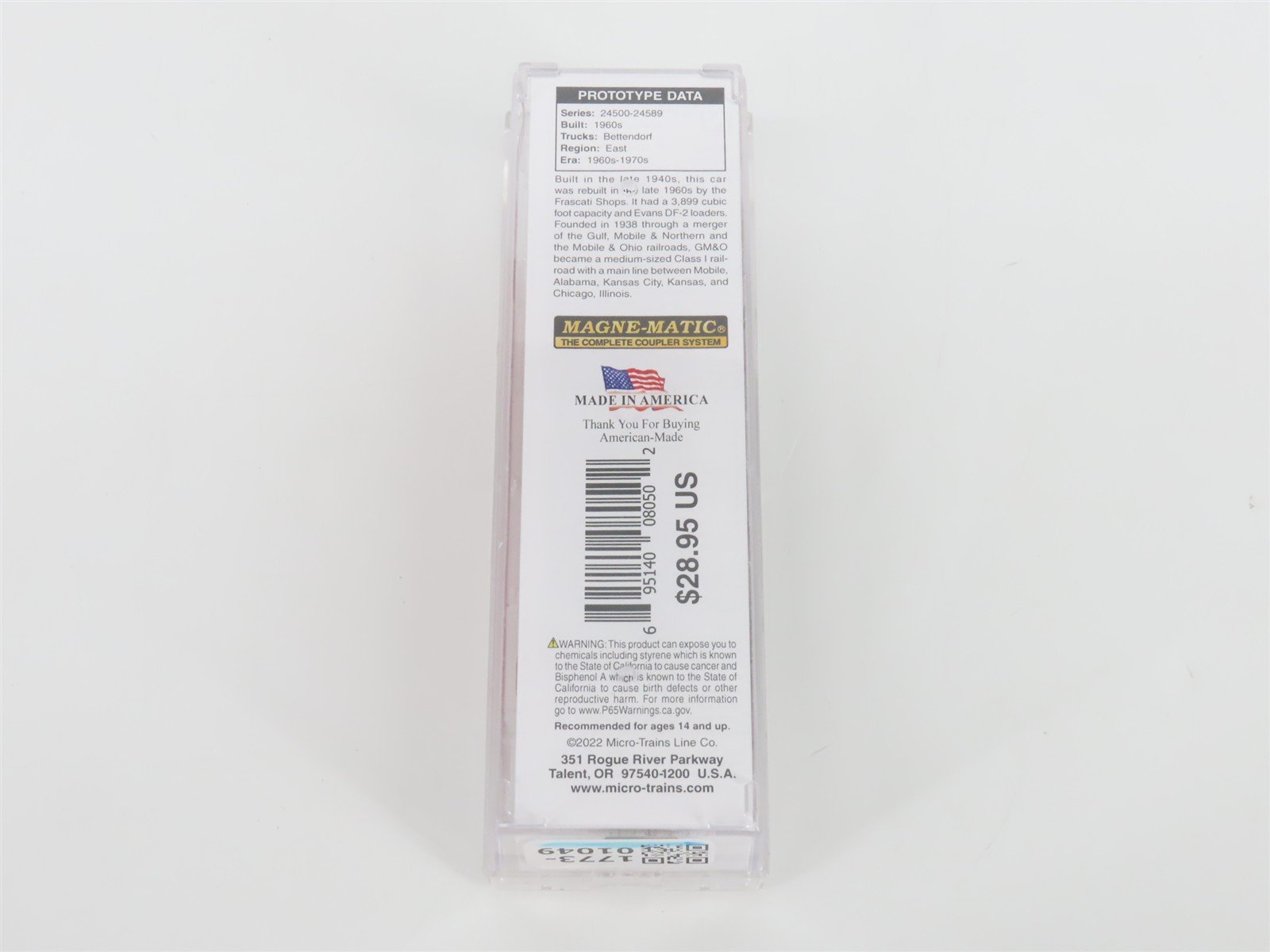 N Scale Micro-Trains MTL 06800530 GMO Gulf Mobile & Ohio 40' Box Car #24584