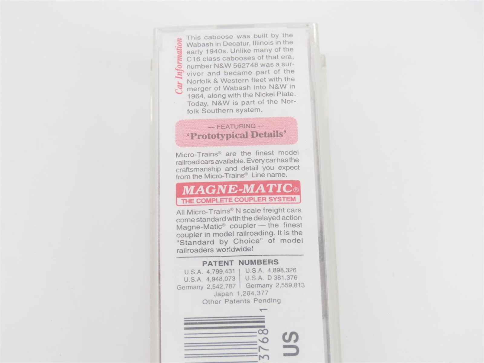N Scale Micro-Trains MTL 100170 N&W Norfolk & Western 36' Caboose #562748