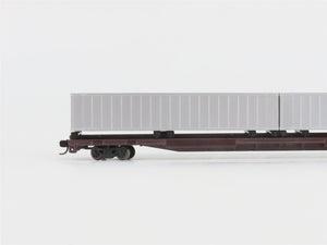N Scale Con-Cor 0001-01207UN Undecorated Flat Car w/ 2 Sea Containers