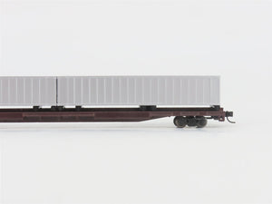 N Scale Con-Cor 0001-01207UN Undecorated Flat Car w/ 2 Sea Containers