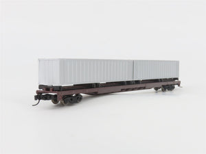 N Scale Con-Cor 0001-01207UN Undecorated Flat Car w/ 2 Sea Containers