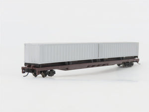 N Scale Con-Cor 0001-01207UN Undecorated Flat Car w/ 2 Sea Containers
