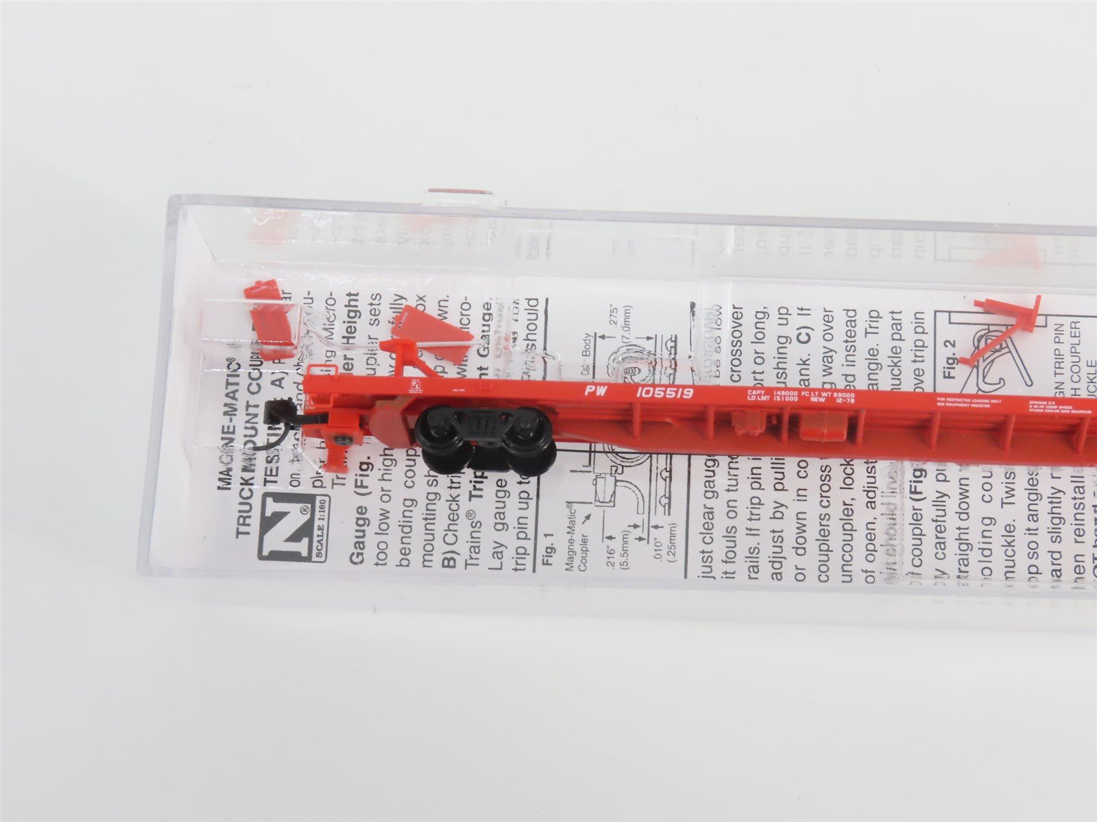 N Scale Micro-Trains MTL 07100592 PW Providence & Worcester 89' Flat Car #105519
