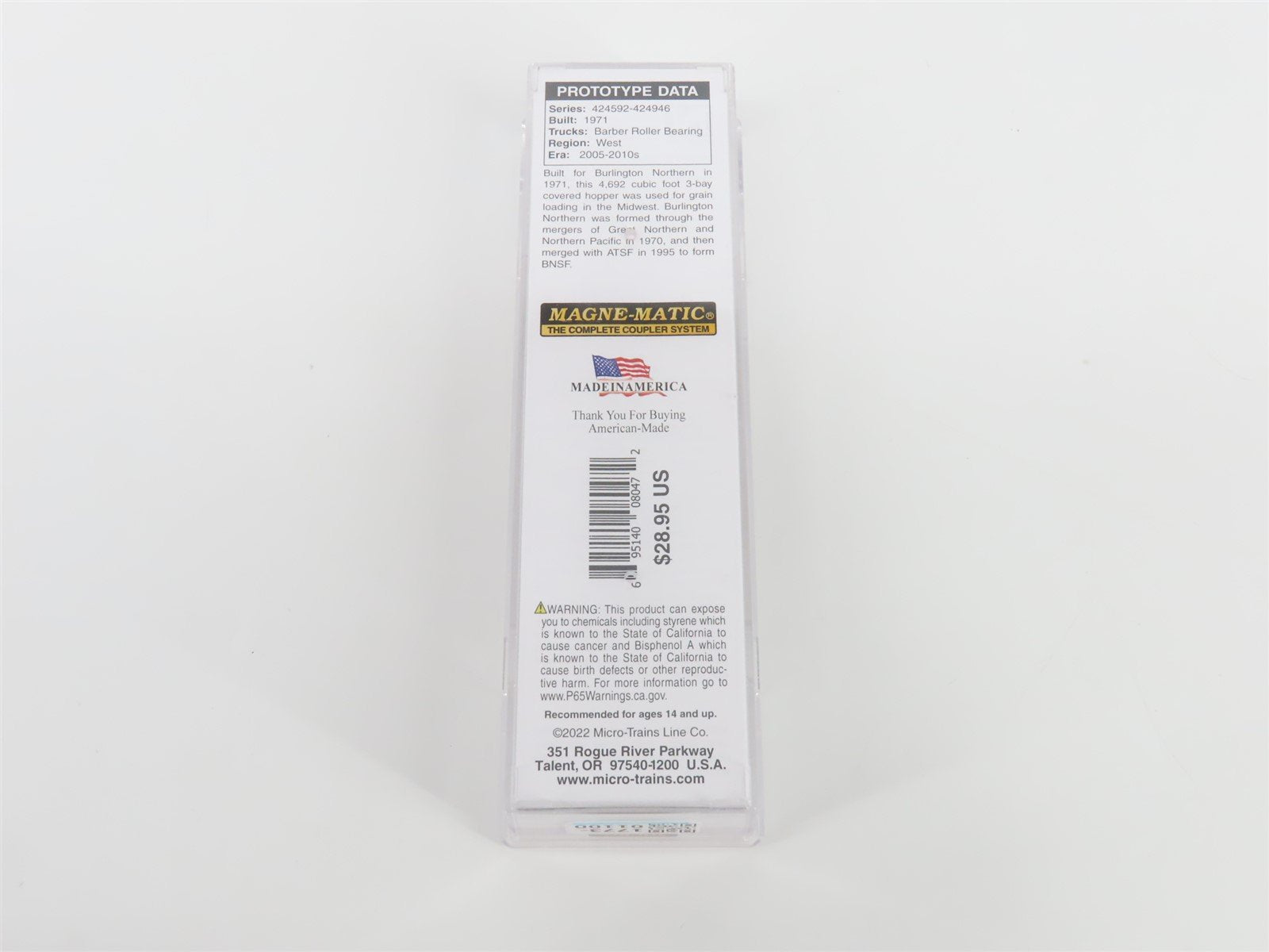 N Scale Micro-Trains MTL 09900351 BNSF Railway 3-Bay Covered Hopper #424812