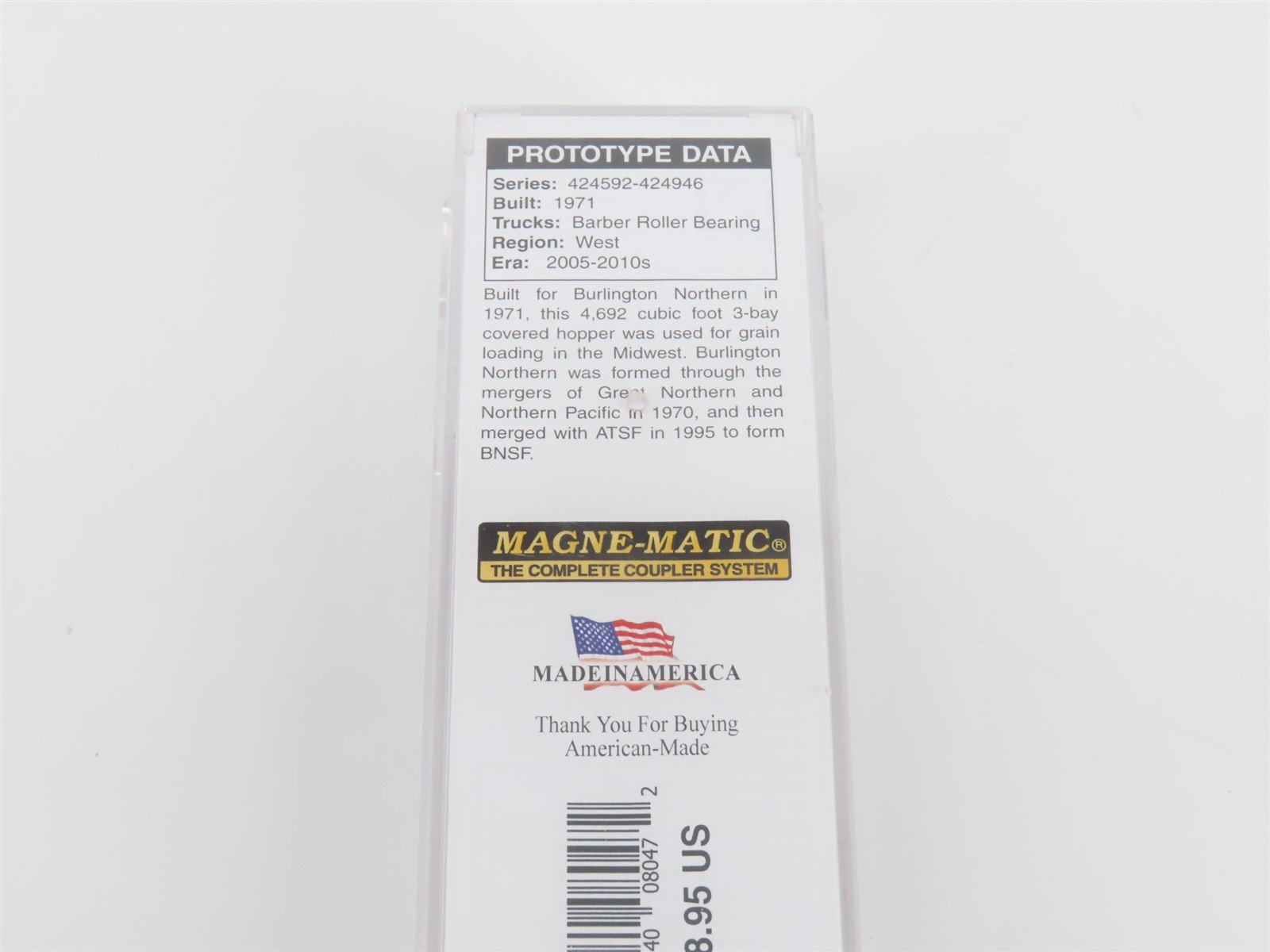 N Scale Micro-Trains MTL 09900351 BNSF Railway 3-Bay Covered Hopper #424812