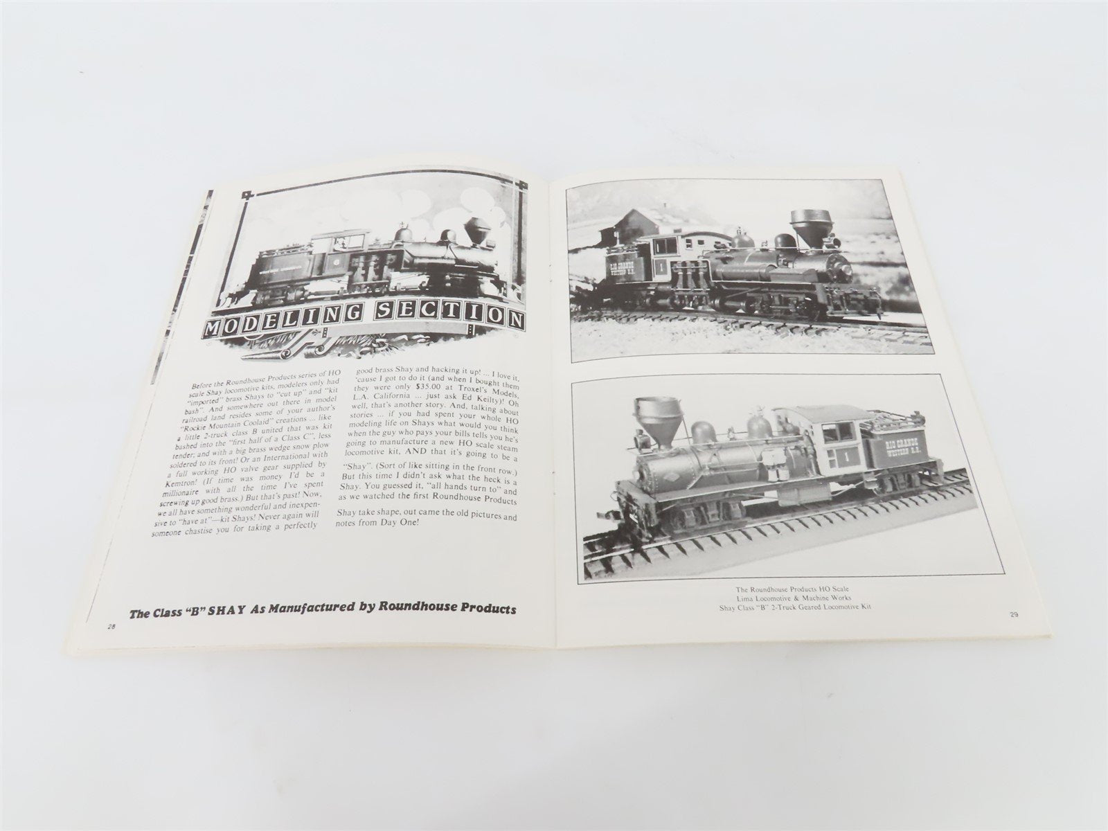 Modeler's Handbook: Class B Shay Model by Richard W. Appel ©1983 SC Book