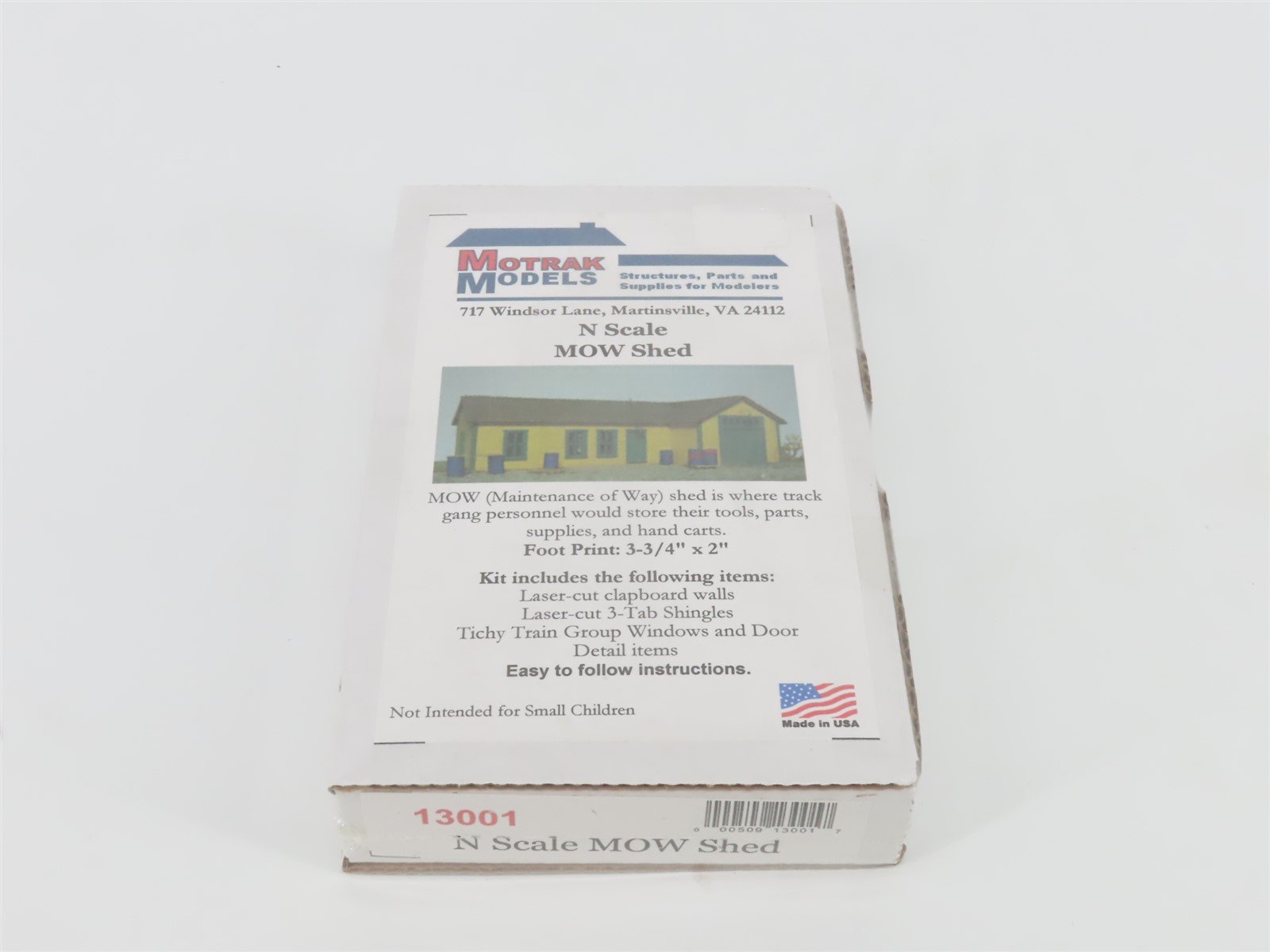 N 1/160 Scale Motrak Models Laser-Cut Kit 13001 MOW Shed - SEALED