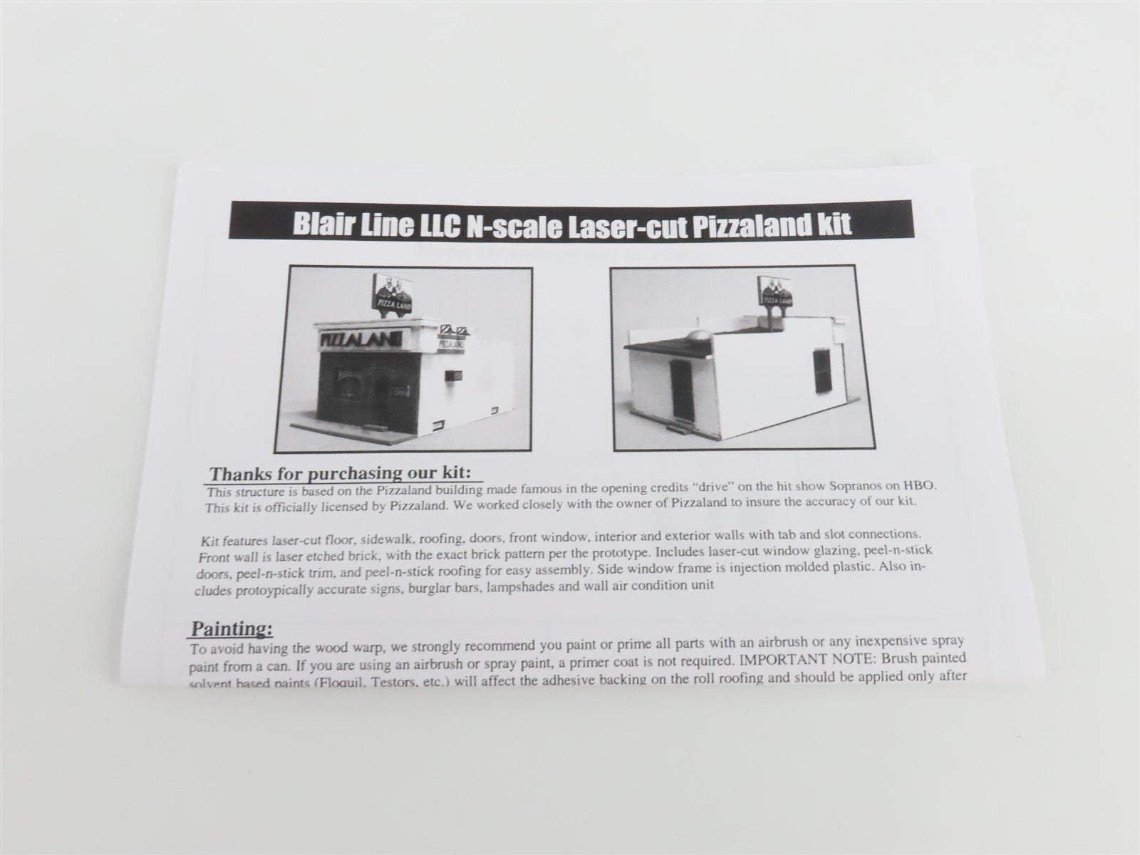 N 1/160 Scale Blair Line LLC Laser-Cut Kit 096 Pizzaland