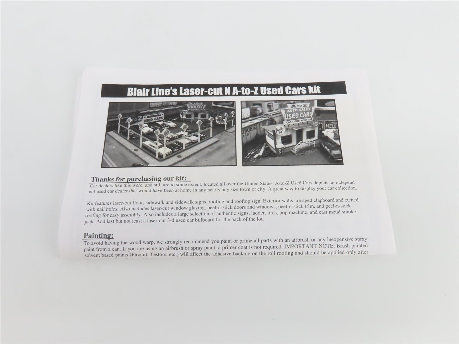 N 1/160 Scale Blair Line LLC Laser-Cut Kit 097 A-to-Z Cars