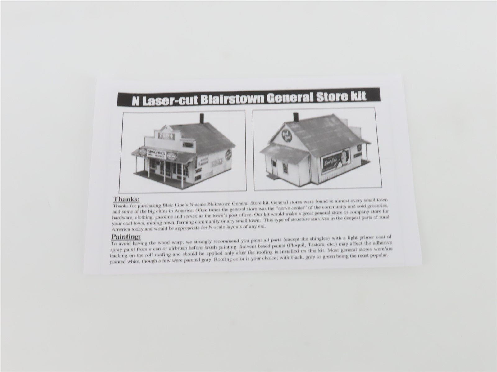N 1/160 Scale Blair Line LLC Laser-Cut Kit 080 Blairstown General Store
