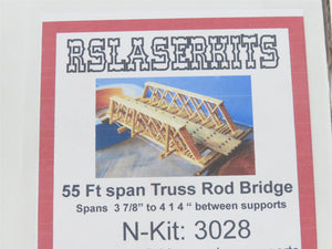 N 1/160 Scale Rslaserkits Kit 3028 55' Span Truss Rod Bridge - SEALED