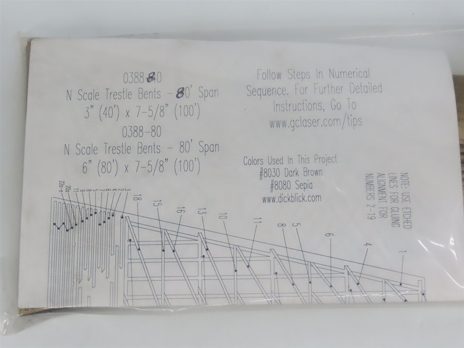 N 1/160 Scale TR Hobby Products Laser Kit #0388-80 Laser Cut 80' Timber Trestle