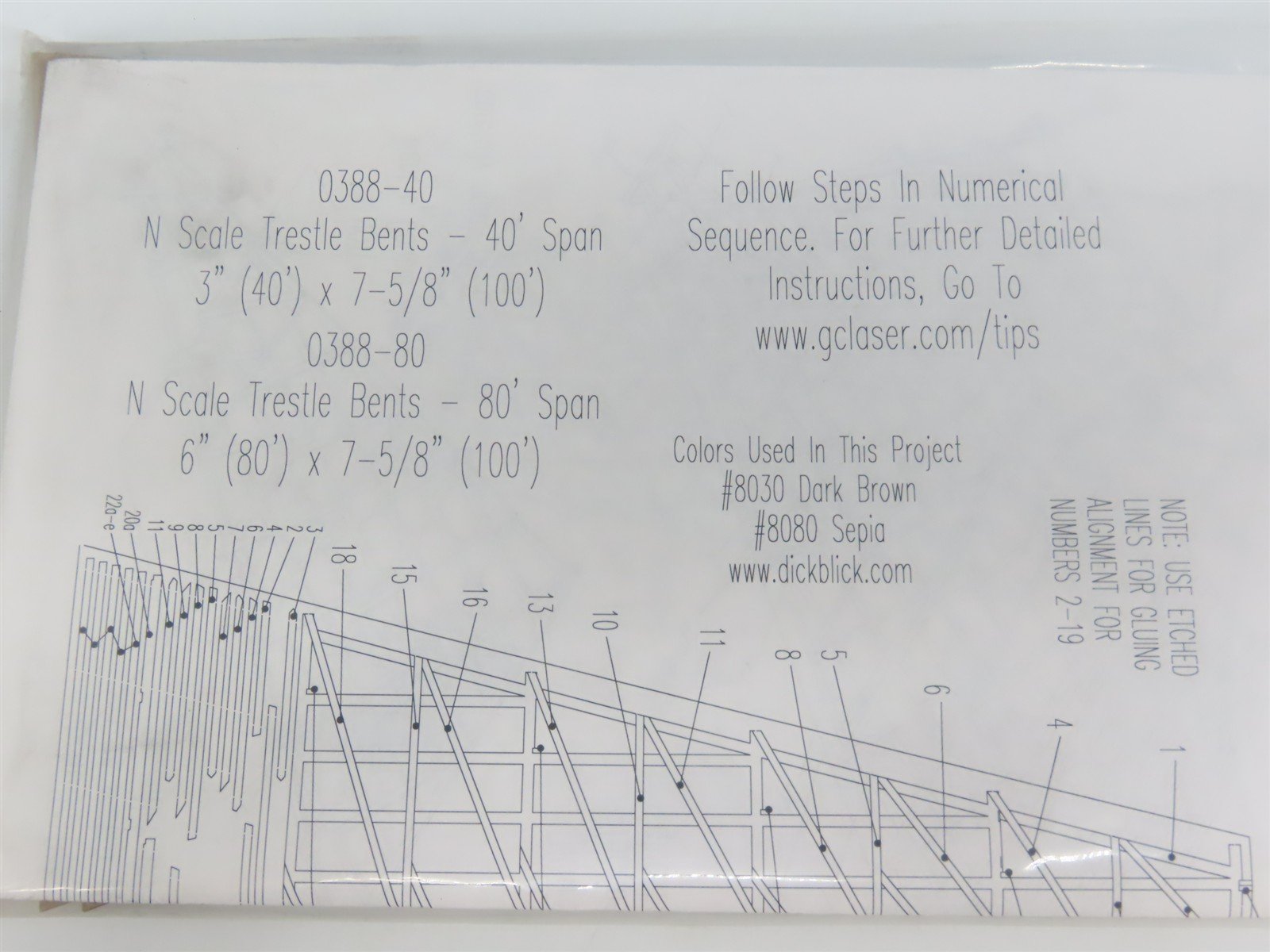 N 1/160 Scale TR Hobby Products Laser Kit #0388-40 Laser Cut 40' Timber Trestle