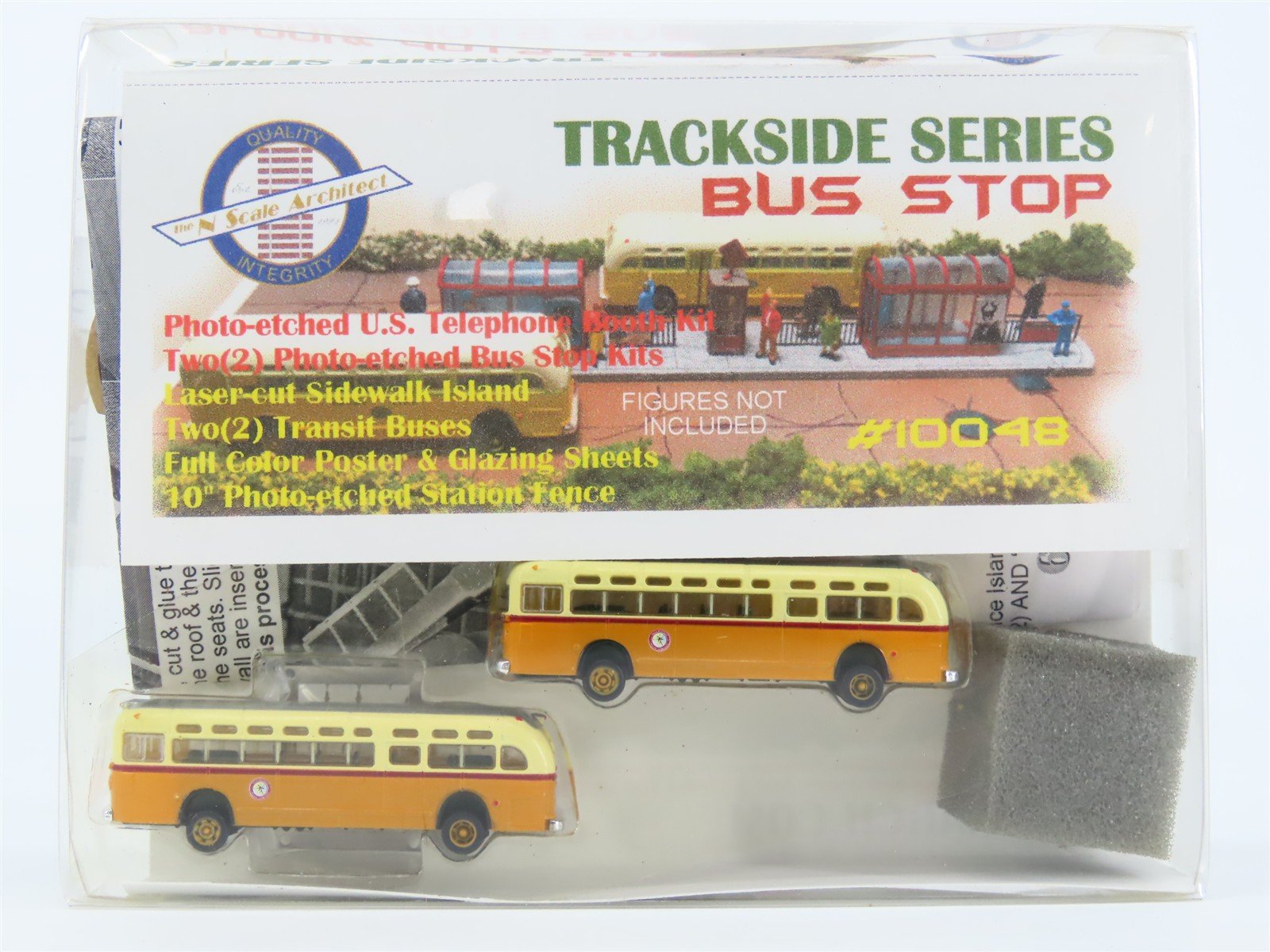 N Scale Architect Trackside Kit #10048 Bus Stop w/ 2 Buses