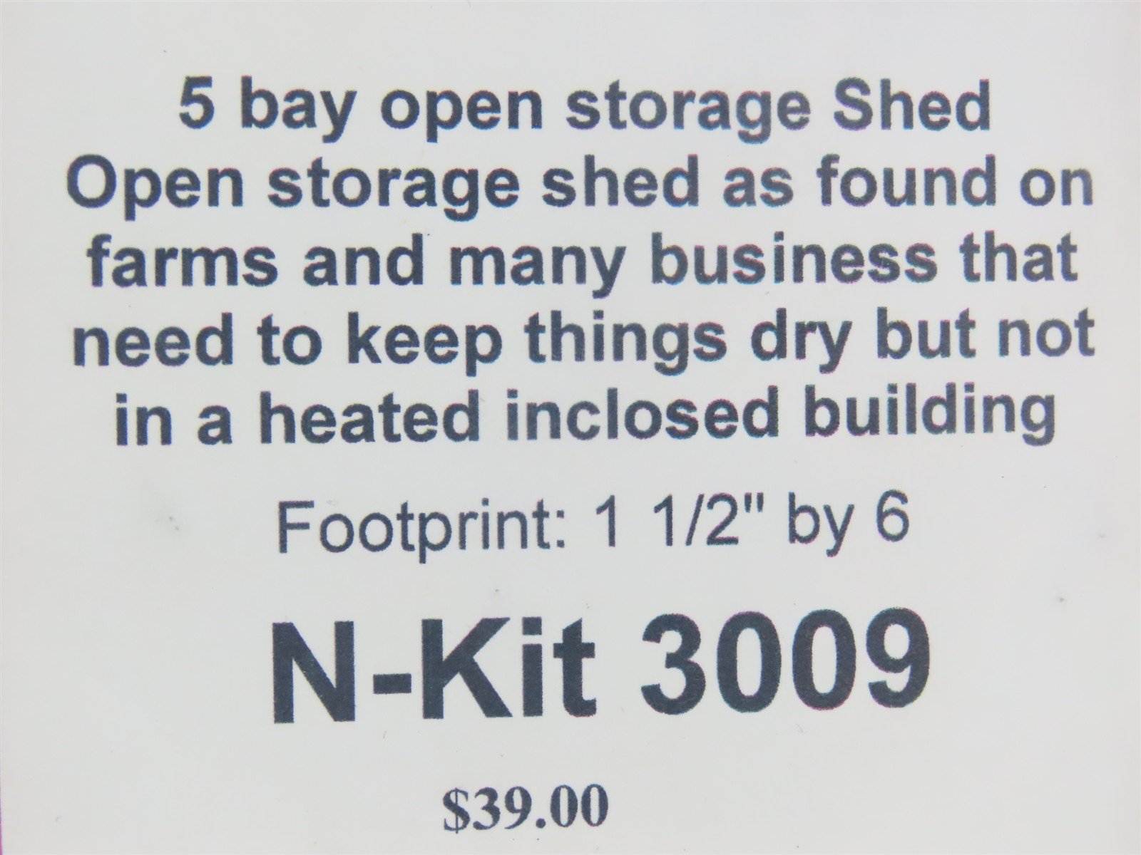 N 1/160 Scale Rslaserkits 3009 5 Bay Open Shed Building Kit