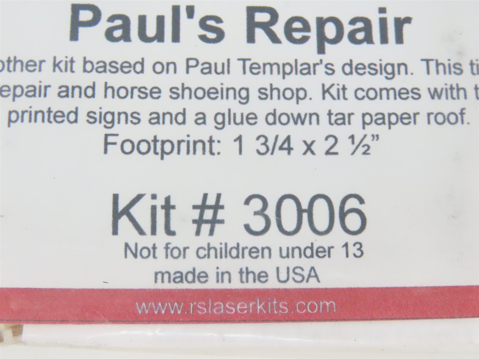 N 1/160 Scale Rslaserkits 3006 Paul's Repair Building Wood Kit