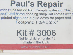 N 1/160 Scale Rslaserkits 3006 Paul's Repair Building Wood Kit