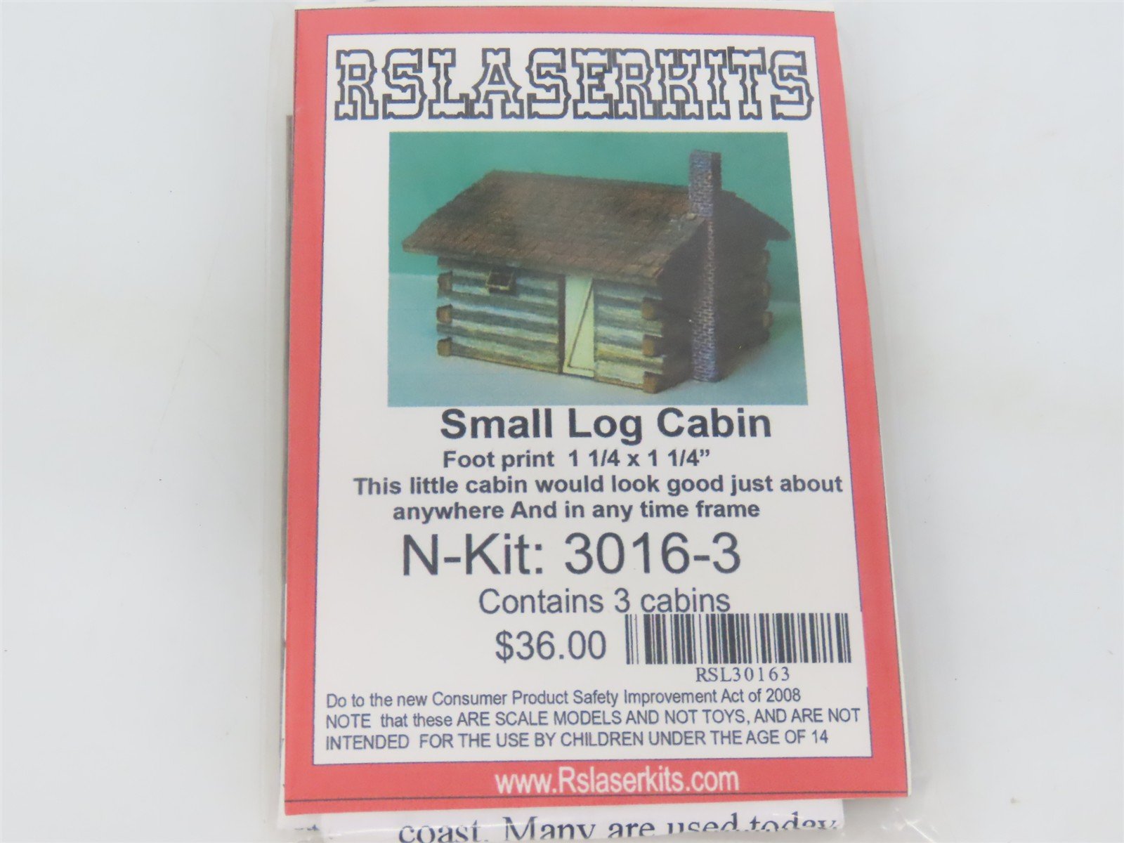 N 1/160 Scale Rslaserkits 3016-3 Small Log Cabin Building Kit 3-Pack