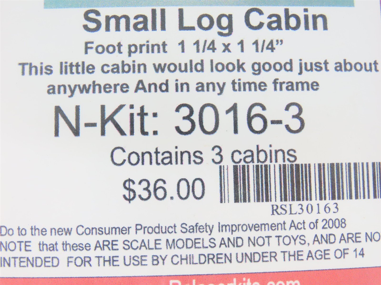 N 1/160 Scale Rslaserkits 3016-3 Small Log Cabin Building Kit 3-Pack