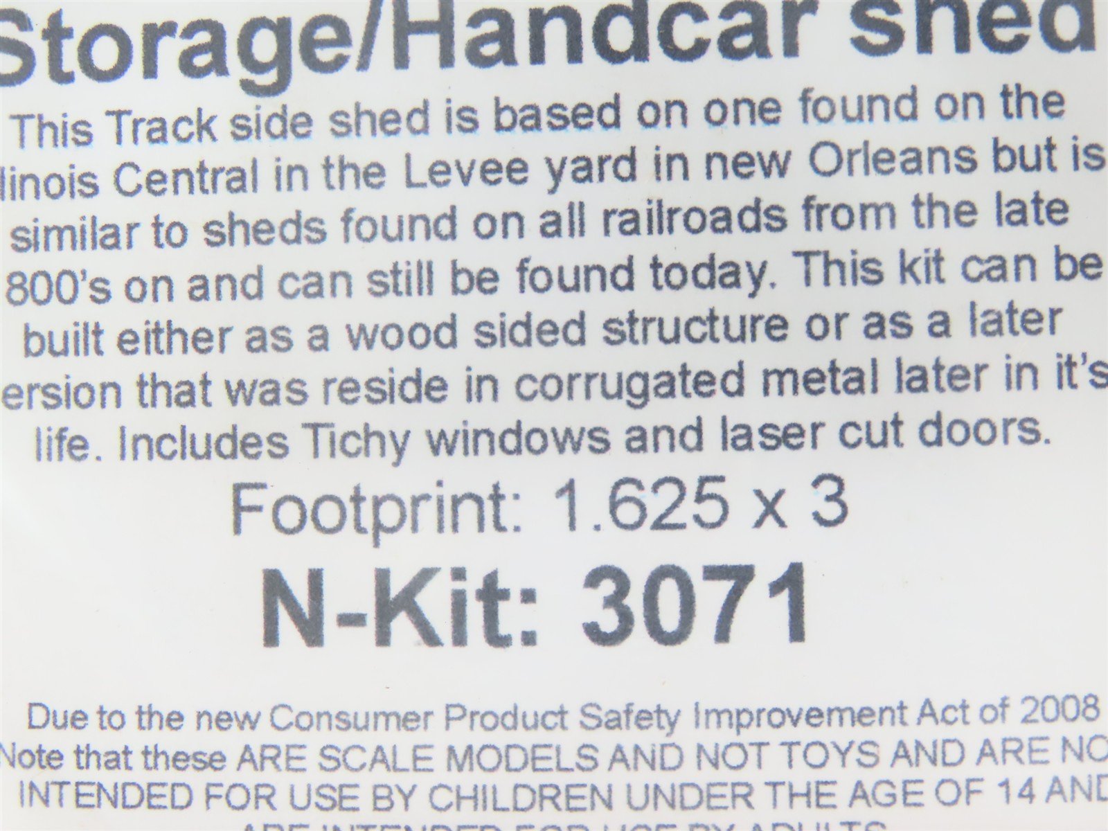 N 1/160 Scale Rslaserkits 3071 Storage/Handcar Shed Building Wood Kits