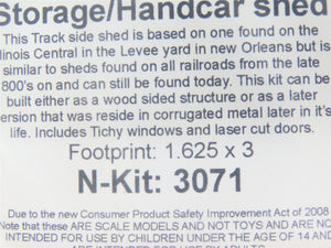 N 1/160 Scale Rslaserkits 3071 Storage/Handcar Shed Building Wood Kits