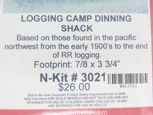 N 1/160 Scale Rslaserkits 3021 Logging Camp Dinning Shack Building Wood Kit