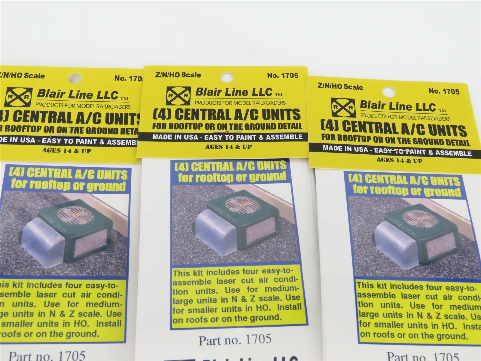 LOT of 5 Z/N/HO Scale Blair Line Kits 1705 & 1707 A/C Units, Fans & Vents