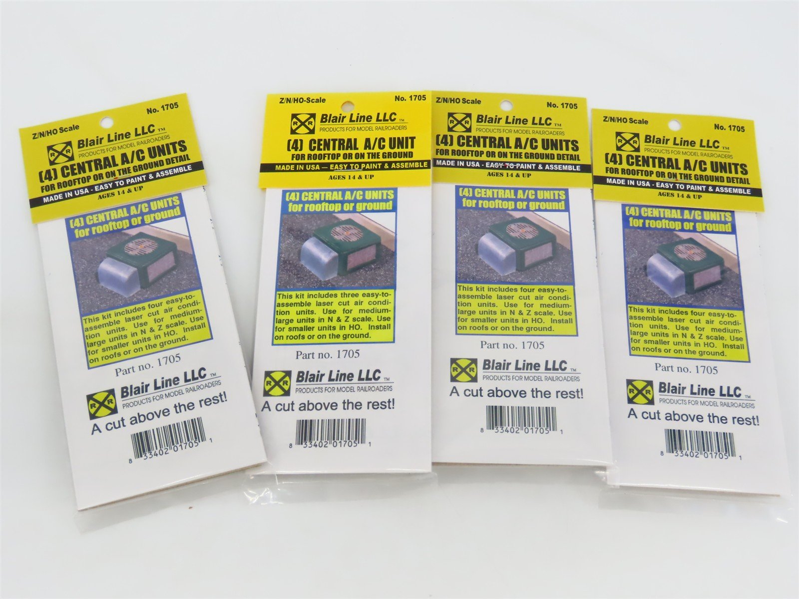 LOT of 4 Packs Z/N Scale Blair Line Kit 1705 A/C Central Units - SEALED