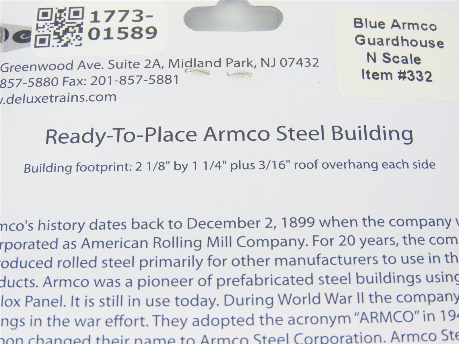 N 1/160 Scale Deluxe 332 Blue Armco Corrugated Steel Guardhouse