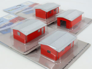 N 1/160 Scale Deluxe Innovations Red Armco Corrugated Steel Buildings Set of 4