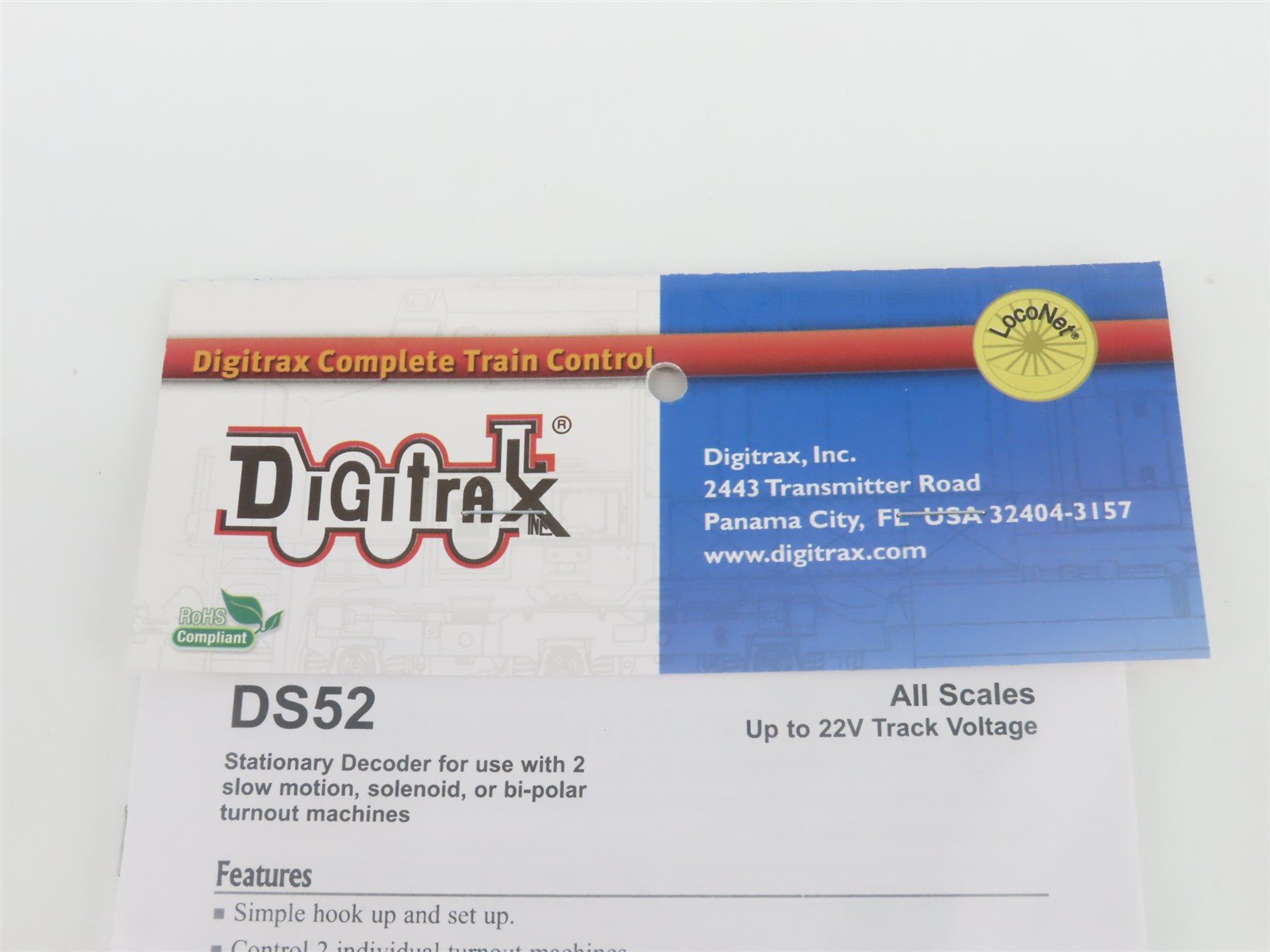 Digitrax DS52 Stationary Decoder for Snap Switches or Slow Motion Machines