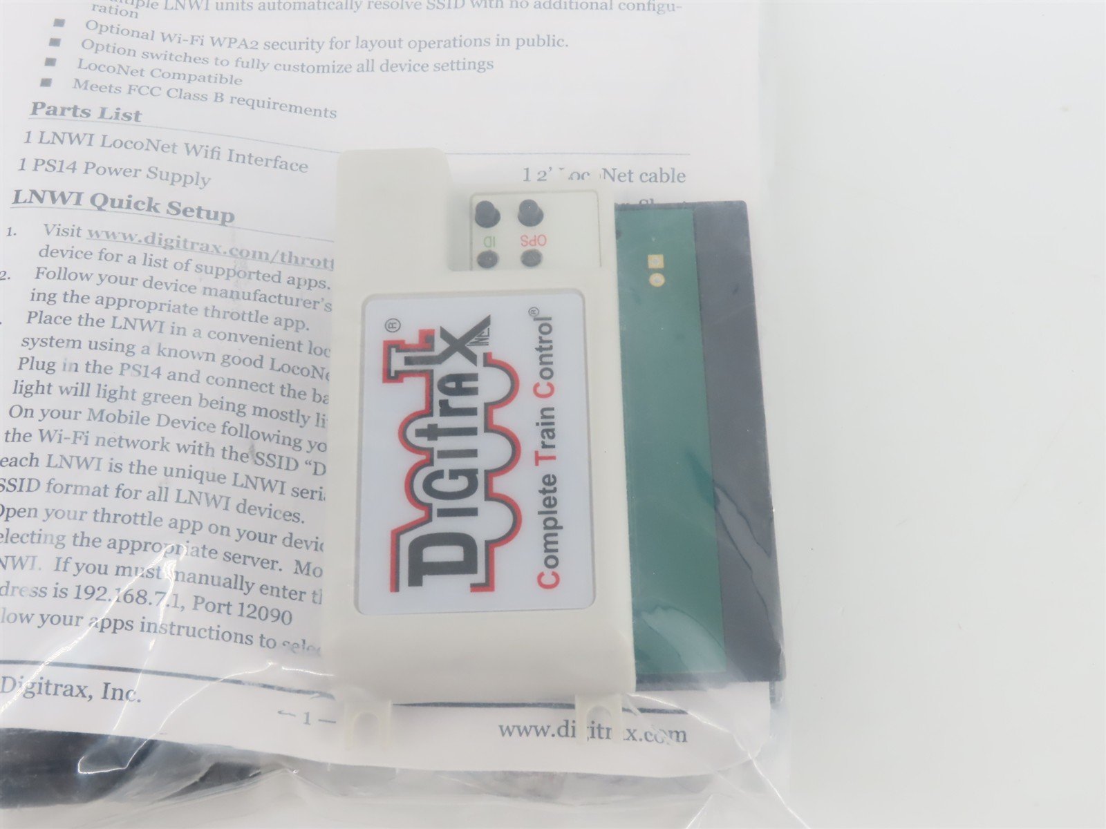 Digitrax LNWI LocoNet WiFi Interface