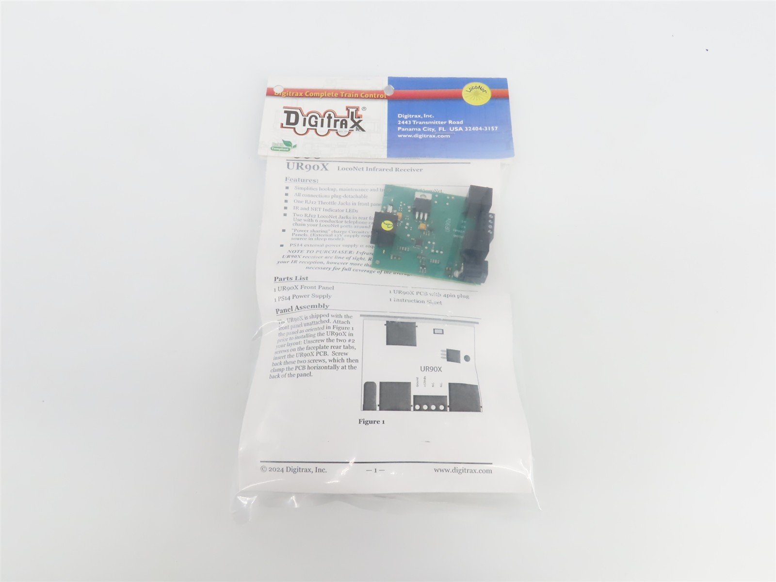 Digitrax UR90X LocoNet Infrared Universal Receiver Panel w/ PS14 Power Supply
