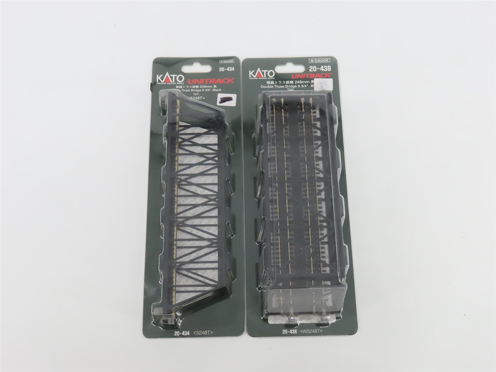 LOT of 2 N Scale KATO UniTrack 20-434 Single & 20-438 Double Truss Bridge Tracks
