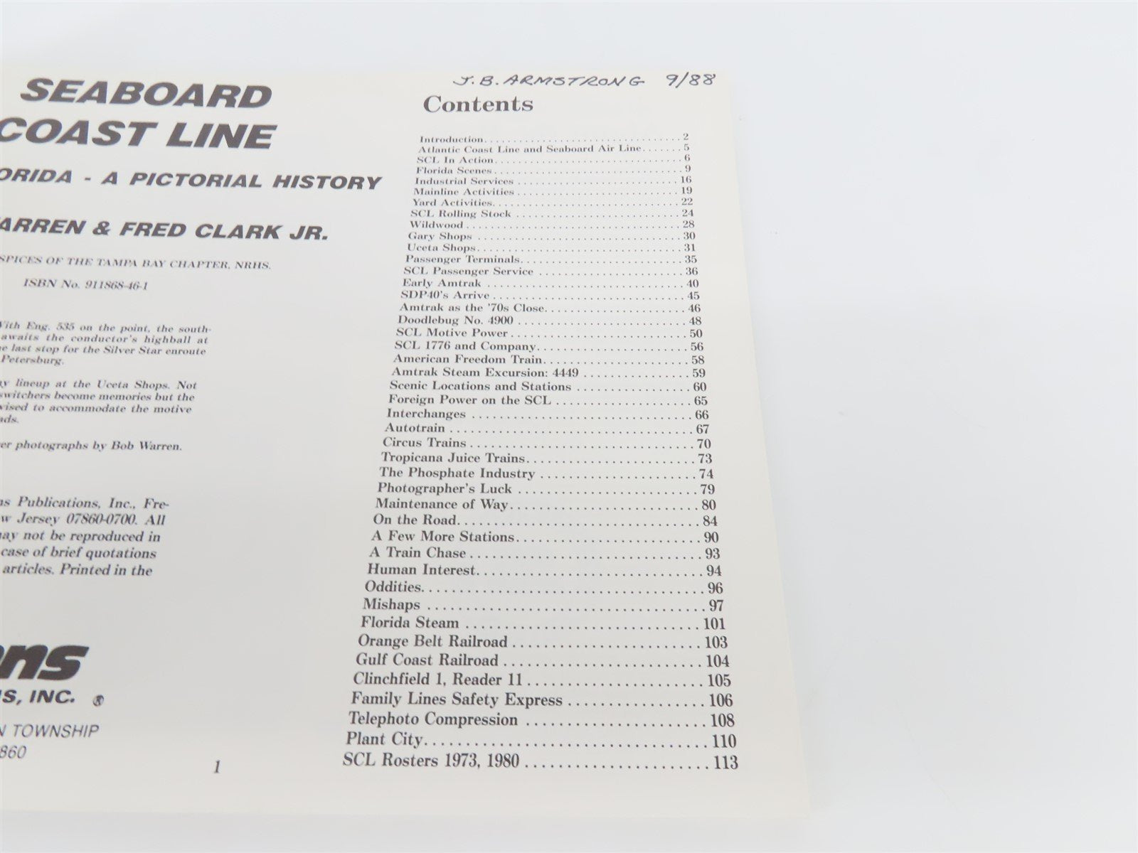 Seaboard Coast Line SCL In Florida - A Pictorial History by Warren & Clark ©1985