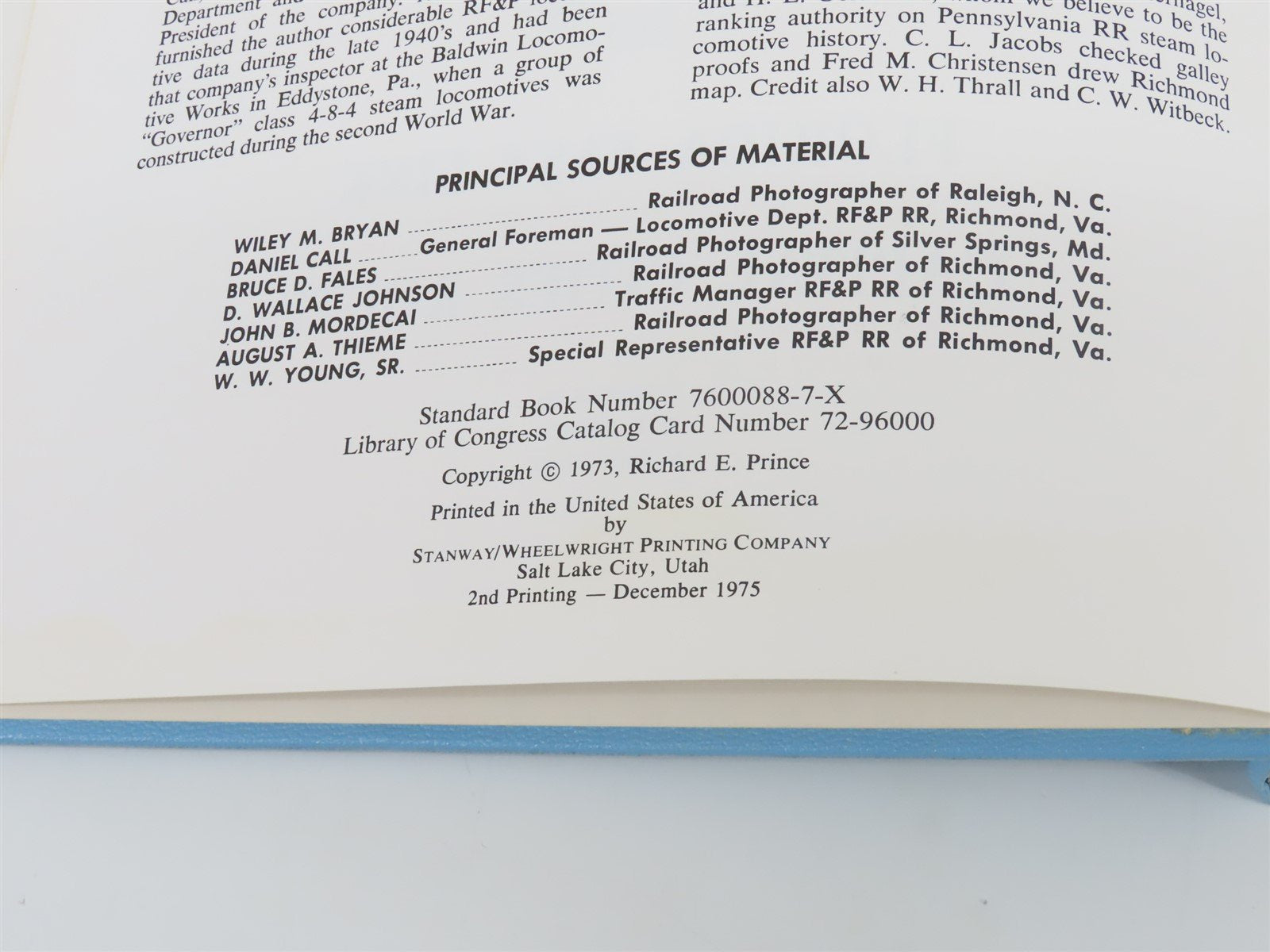The Richmond-Washington Line & Related Railroads By Richard E Prince ©1973 HC