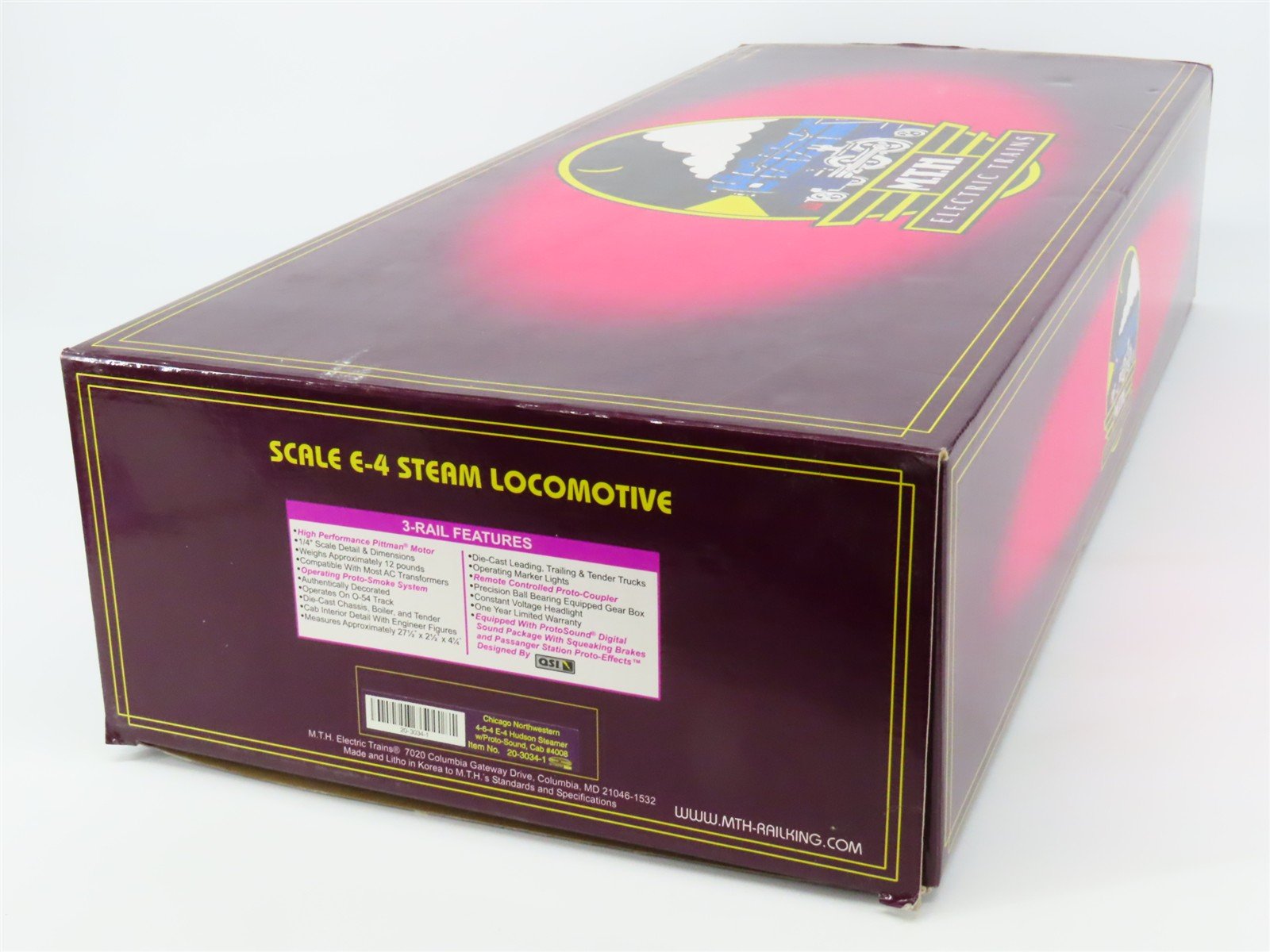 O Gauge 3-Rail MTH 20-3034-1 CNW Railway E-4 4-6-4 Steam Loco #4008 w/Sound