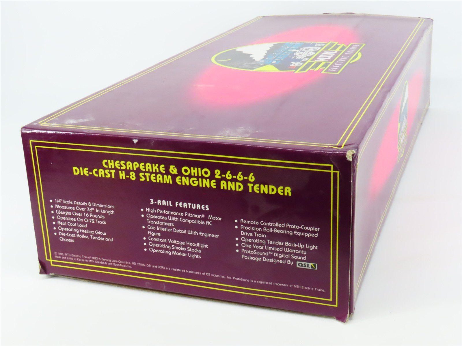 O 3-Rail MTH 20-3017-1 C&O Chesapeake & Ohio 2-6-6-6 H-8 Steam #1604 w/ Sound