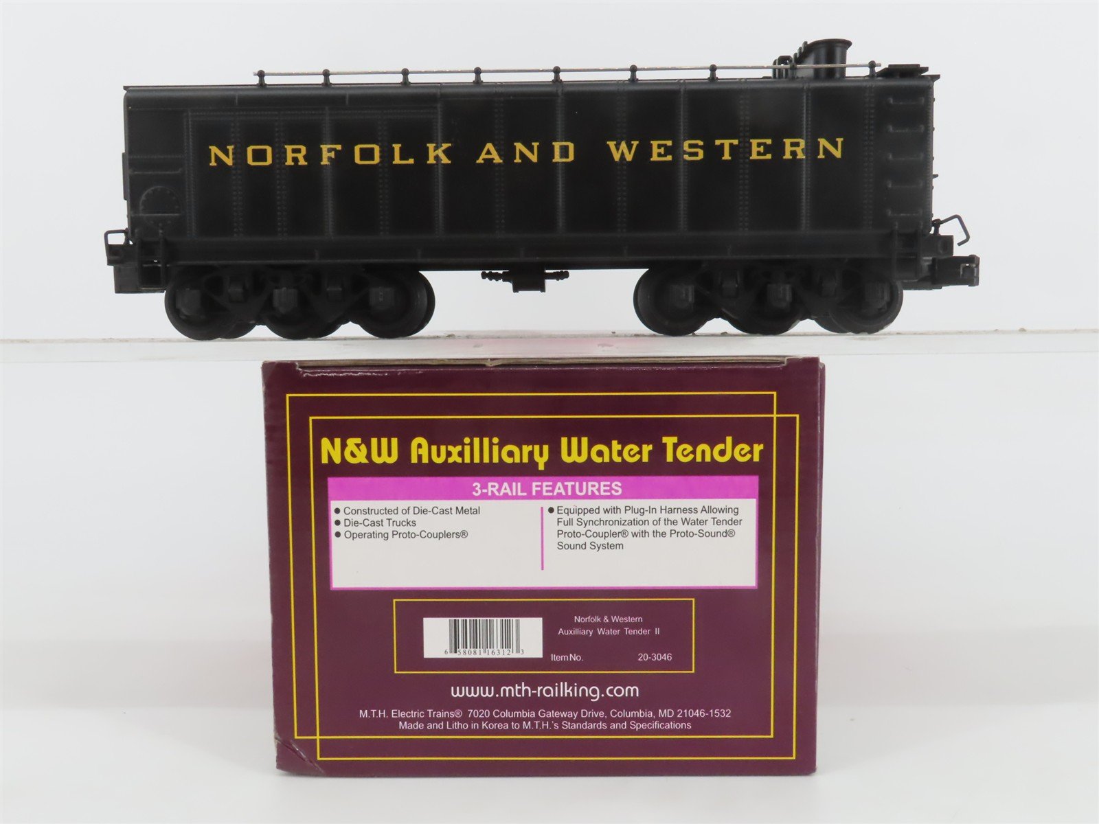 O Gauge 3-Rail MTH 20-3046 N&W Norfolk & Western Auxiliary Steam Tender